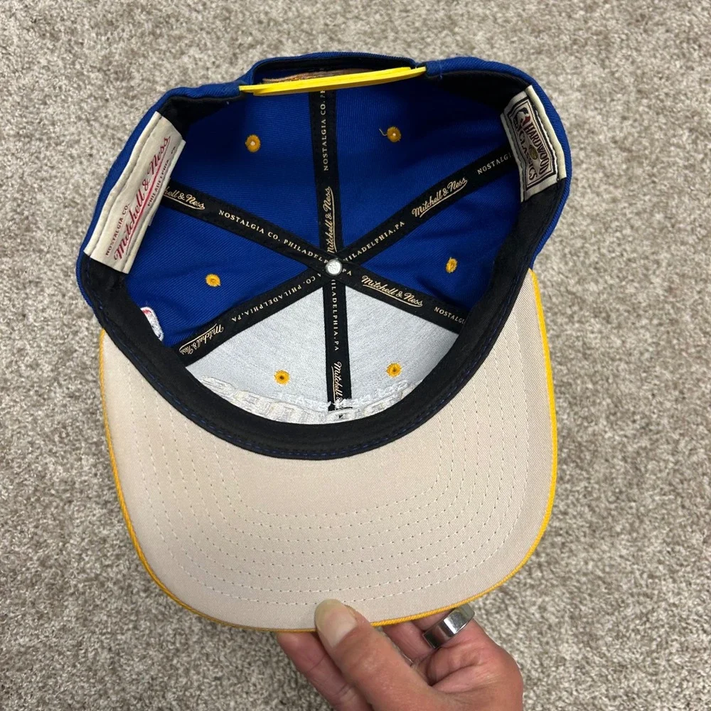 Golden State Warriors Mitchell Ness‎ Hardwood Classic Snapback Hat Blue Yellow